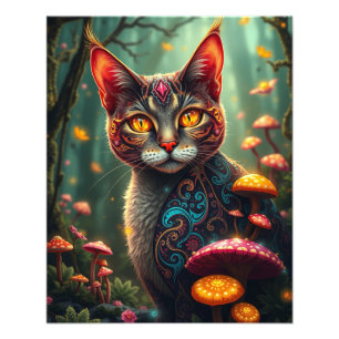 Foto Gato de Fantasia Mágica da Floresta de Cogumelo