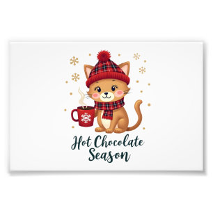 Foto Gato Engraçado Chocolate Quente Temporada Feliz Na