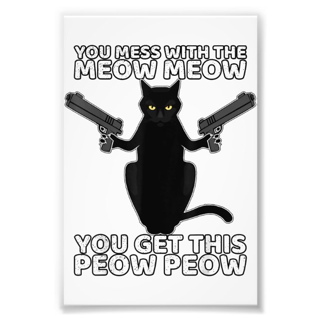 Foto Gato Engraçado Com Armas Que Você Mete Com O Meow (Frente)