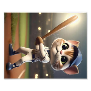 Foto Gato Engraçado De Beisebol Em 3D,