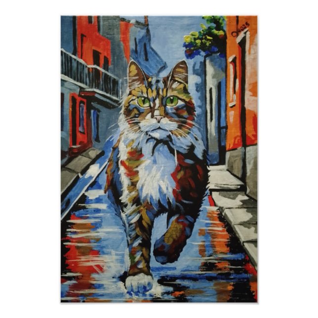 Foto gato, kotofey, rua, cidade, animal (Frente)