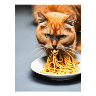 Foto Gato Laranja Comendo Espaguete