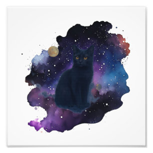 Foto Gato Negro Celestial Espírito Místico Animal Cosmi