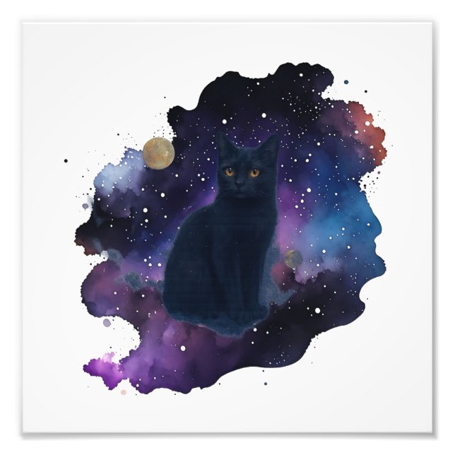 Foto Gato Negro Celestial Espírito Místico Animal Cosmi (Frente)