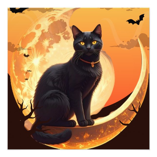 Foto Gato Negro Moderno do Halloween (Frente)