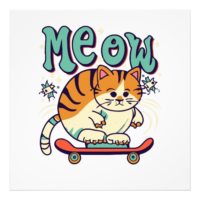 Foto Gato Patinando Meow (Frente)