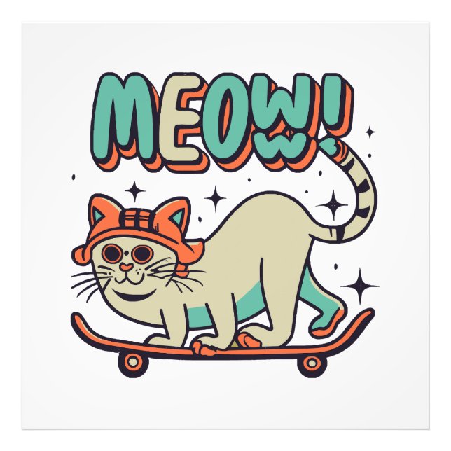 Foto Gato Patinando Meow (Frente)