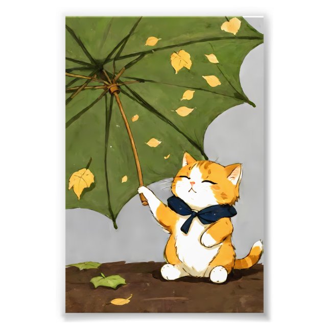 Foto Gato Pequeno e Bonito Aproveita o outono (Frente)