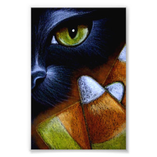 FOTO GATO PRETO COM CANDY CORNS 4" X 6"