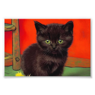 Foto Gato Preto do Estilo Van Gogh