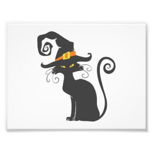 Foto Gato preto giro em um chapéu de bruxa - Escolher 