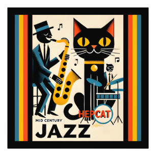 Foto Gato Preto HepCat da Era do Jazz de Meados do Sécu