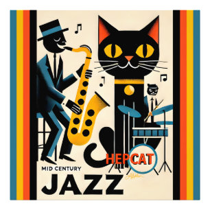 Foto Gato Preto HepCat da Era do Jazz de Meados do Sécu