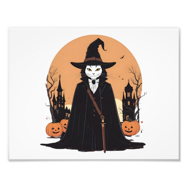 Foto Gato Preto Salem Místico com Pumpkins (Frente)