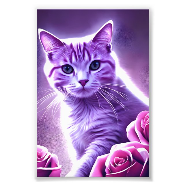 Foto Gato roxo chamado Lavanda com rosas (Frente)