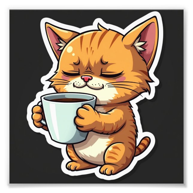 Foto gato segurando um café (Frente)