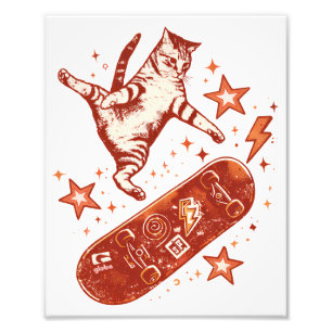 Foto Gato Skateboard Estilo Y2K 90s