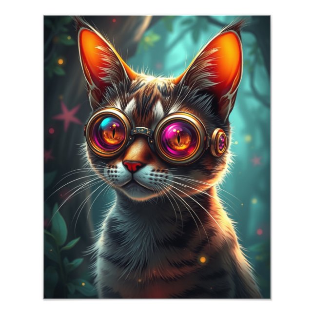 Foto Gato Steampunk em óculos (Frente)