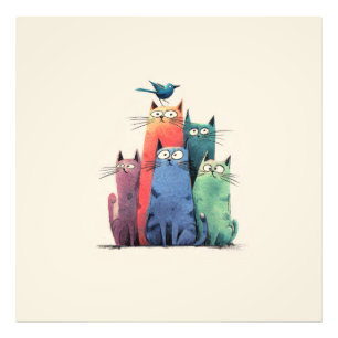Foto Gatos Coloridos Empilhados – Arte de Gato Capricho
