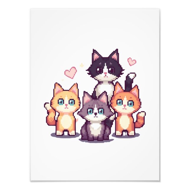 Foto Gatos Coloridos Pixelados (Frente)