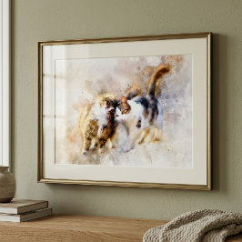 Foto Gatos de Aquarela Se Aninhando em Arte Abstrata Su
