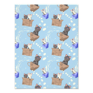 Foto Gatos na caixa e leite cai em azul