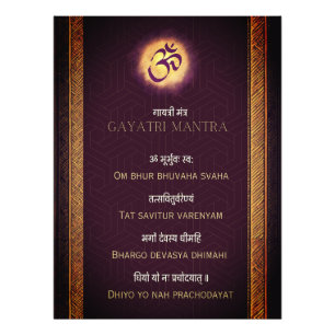 Foto Gayatri Mantra Sanskrit e Inglês