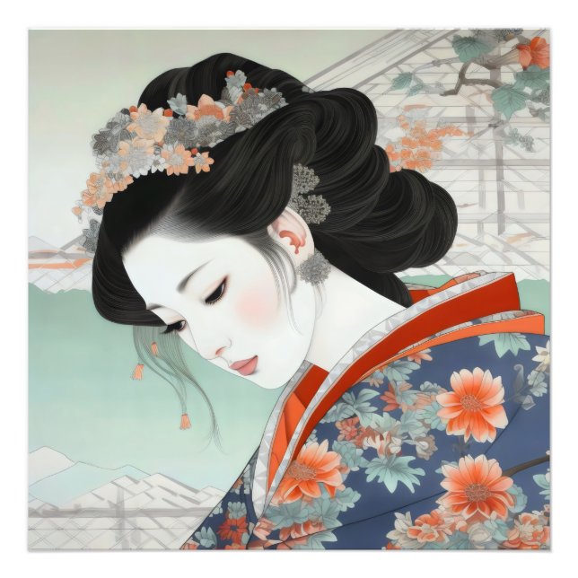 Foto Geisha Colorful Ukiyo-e (Frente)