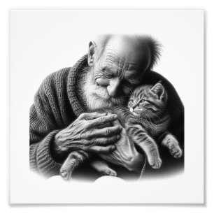 Foto Gentle Bond: Homem Idoso Abraçando Arte de Parede 