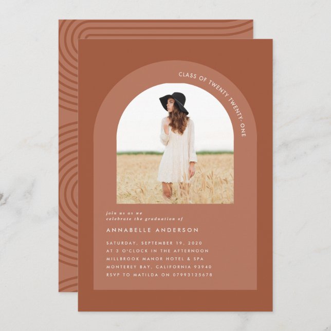 Foto geométrica mínima boêmica do terracotta (Frente/Verso)