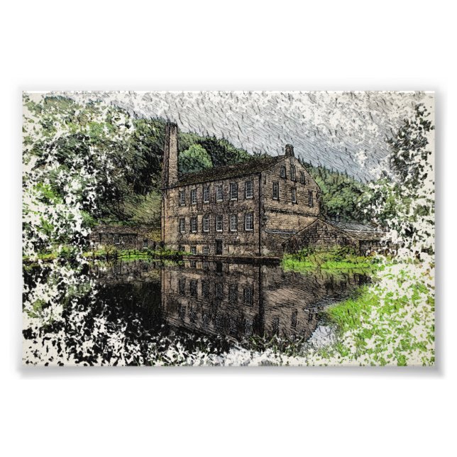 Foto Gibson Mill, Hardcastle Crags Desenho a Lápis (Frente)