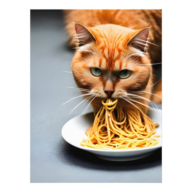 Foto Ginger Cat Eating Spagetti (Frente)