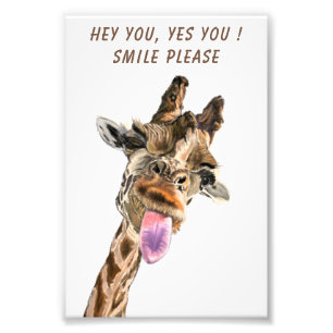 Foto Girafa Divertida Poster Engraçado Texto Personaliz