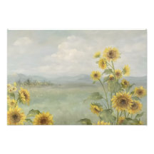 Girassol moderno Imagem em aquarela & personalizad