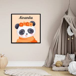 Foto Girl Baby Panda Orange Photo Impressão