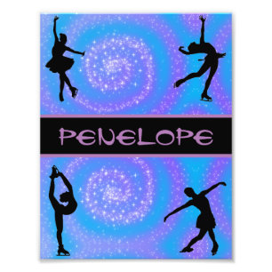 Foto Girls Figure Skating Blue and Purple Swirl