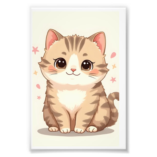 Foto Gleeful Cat: Bela Arte Kawaii Kitten para Qualquer (Frente)