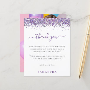 Foto Glitter Roxo Do Orçamento Docinho 16 Obrigado