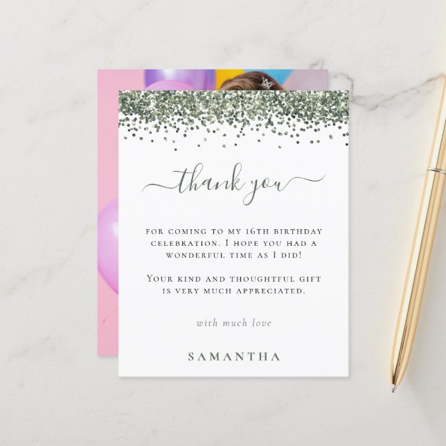 Foto Glitter Verde De Orçamento 16 Muito Obrigado (Frente/Verso In Situ)