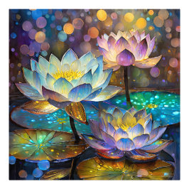 Foto Glowing Lotus Flowers Trio