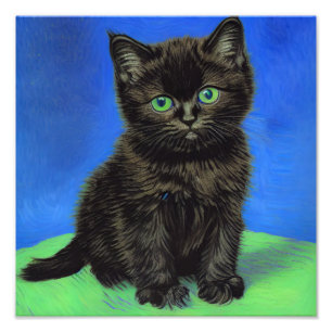 Foto Gogh Style Black Kitten