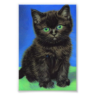 Foto Gogh Style Black Kitten