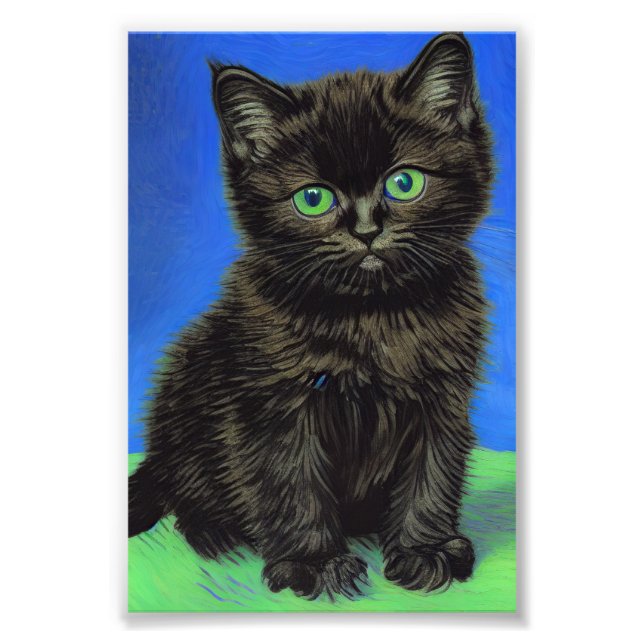 Foto Gogh Style Black Kitten (Frente)
