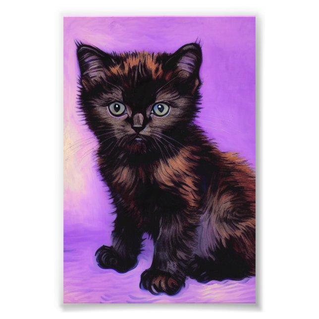 Foto Gogh Style Purple Cat (Frente)