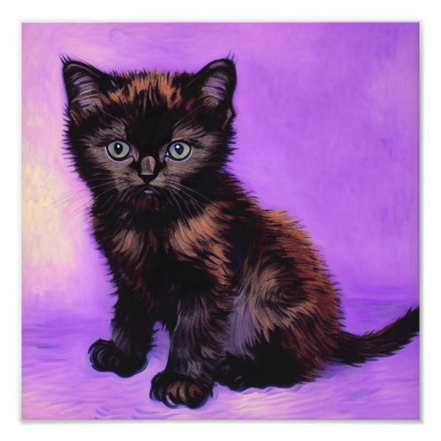 Foto Gogh Style Purple Cat (Frente)