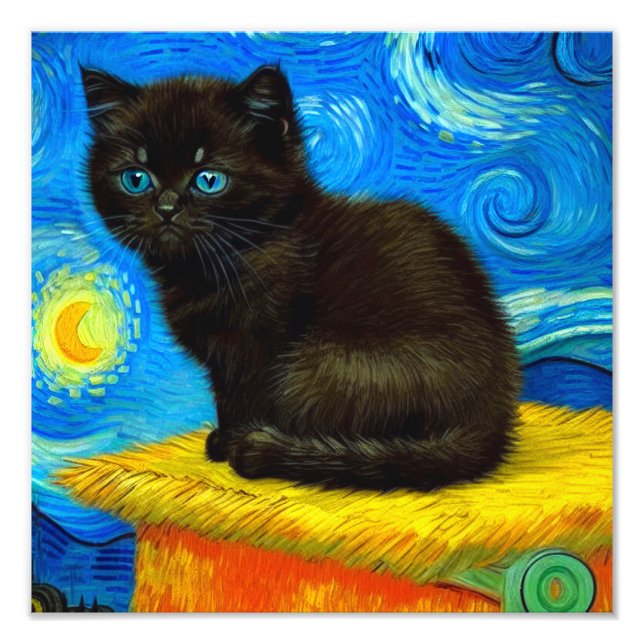 Foto Gogh Style Starry Night Cat (Frente)