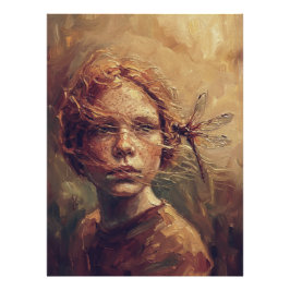 Foto Golden Dragonfly Whisper – Warm Impressionist Oil 