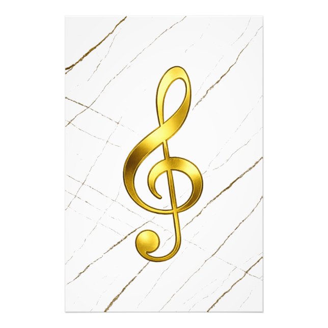 Foto Golden Treble Clef Marble Wall Art (Frente)