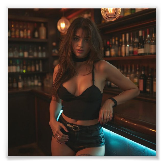 Foto Gótico de Skimpy Outfit Babe que bate uma dose no  (Frente)