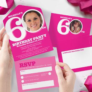 Foto gráfica cor-de-rosa no 0 do 60º aniversário